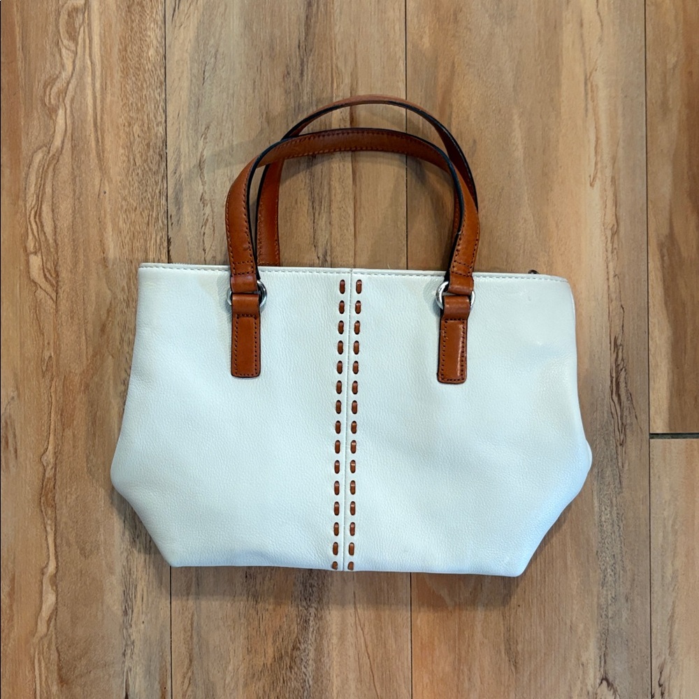 Fossil Coronado Satchel Cream Leather Purse
